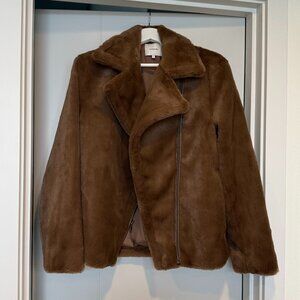 Vince Plush Faux-Fur Cropped Coat size Small